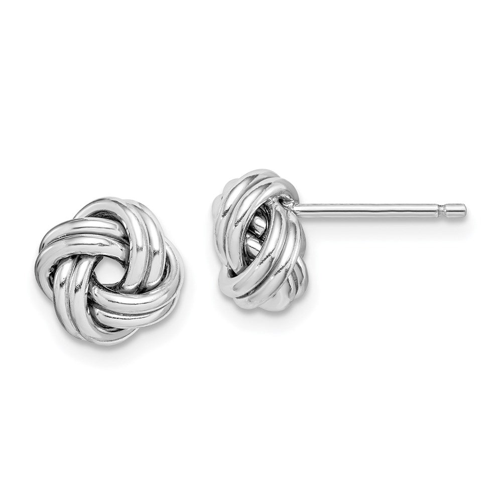 QE15173 Sterling Silver Rhodium-plated Polished Love Knot Post Earrings