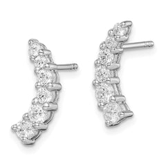 QE15191 Sterling Silver Rhodium-plated Graduated CZ Curved Post Earrings