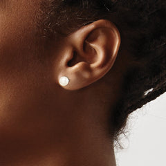QE15363 Sterling Silver Madi K Rhodium-plated 6-7mm White Round Freshwater Cultured Pearl Post Earrings