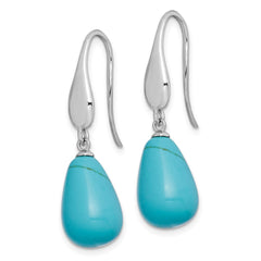 QE15401 Sterling Silver RH-plated Imitation Turquoise Teardrop Dangle Earrings