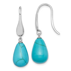 QE15401 Sterling Silver RH-plated Imitation Turquoise Teardrop Dangle Earrings