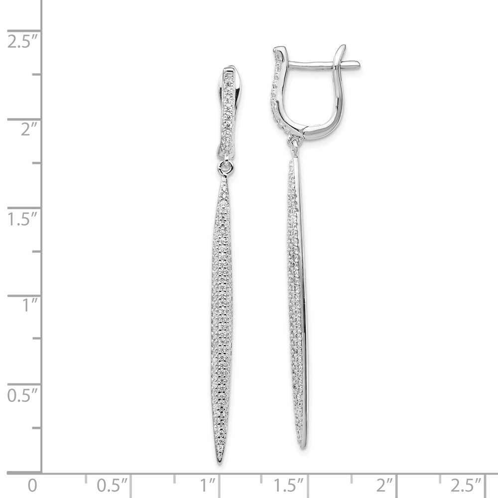 QE15444 Sterling Shimmer Sterling Silver Rhodium-plated 208 Stone CZ Dangle Hinged Post Bar Earrings