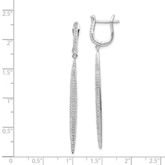 QE15444 Sterling Shimmer Sterling Silver Rhodium-plated 208 Stone CZ Dangle Hinged Post Bar Earrings