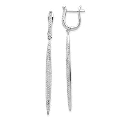 QE15444 Sterling Shimmer Sterling Silver Rhodium-plated 208 Stone CZ Dangle Hinged Post Bar Earrings