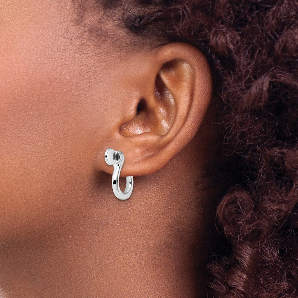 QE15468 De-Ani Sterling Silver Rhodium-Plated Polished Shackle Link Screw Single Earrings
