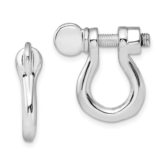QE15468 De-Ani Sterling Silver Rhodium-Plated Polished Shackle Link Screw Single Earrings