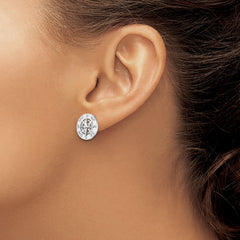 QE15471 De-Ani Sterling Silver Rhodium-Plated Mini Nautical Compass Post Earrings