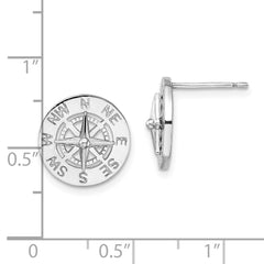 QE15471 De-Ani Sterling Silver Rhodium-Plated Mini Nautical Compass Post Earrings