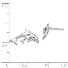 QE15472 De-Ani Sterling Silver Rhodium-Plated Polished Dolphin and Baby Post Earrings
