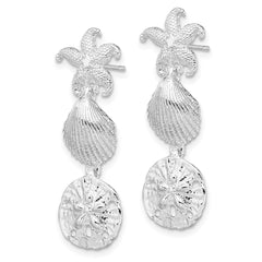 QE15474 De-Ani Sterling Silver Rhodium-Plated Polished Sea Life Dangle Post Earrings