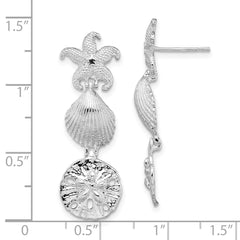 QE15474 De-Ani Sterling Silver Rhodium-Plated Polished Sea Life Dangle Post Earrings