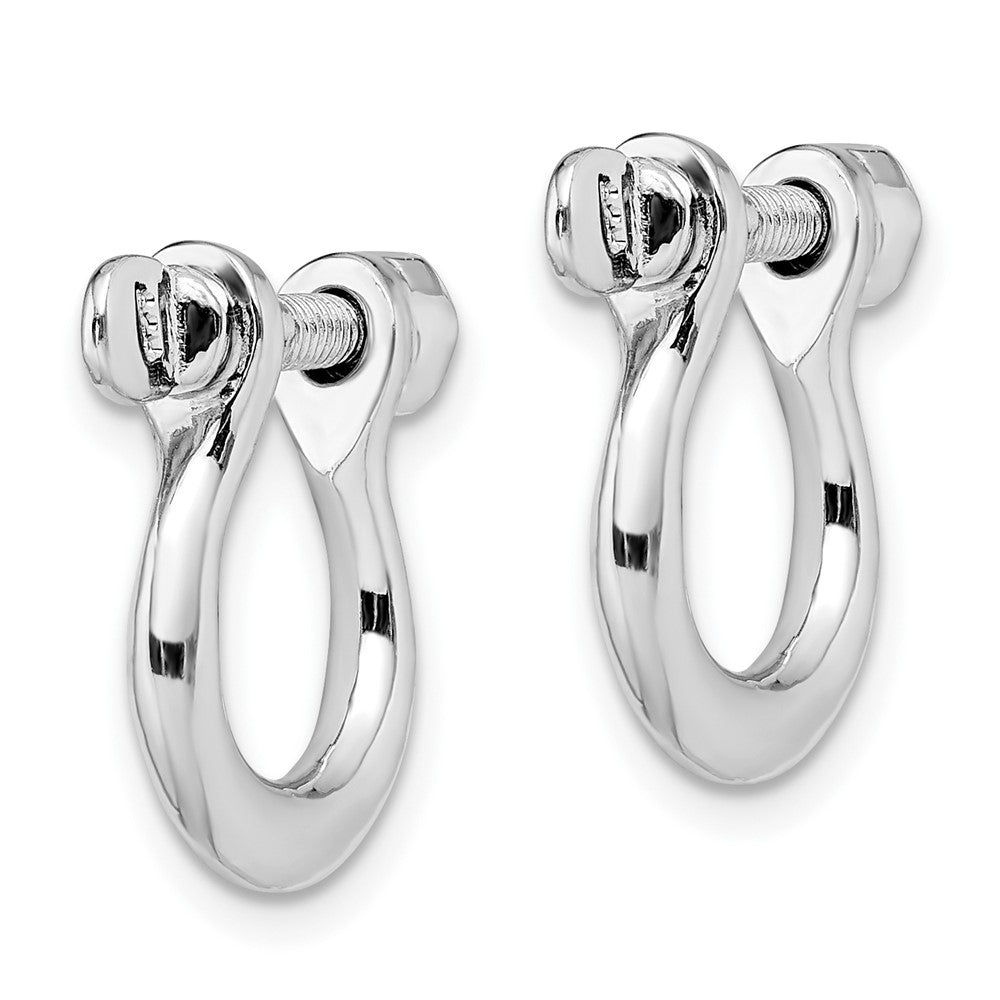 QE15477 De-Ani Sterling Silver Rhodium-Plated Polished Medium Shackle Link Screw Earrings
