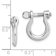 QE15477 De-Ani Sterling Silver Rhodium-Plated Polished Medium Shackle Link Screw Earrings