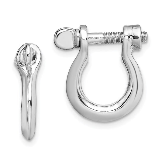 QE15477 De-Ani Sterling Silver Rhodium-Plated Polished Medium Shackle Link Screw Earrings