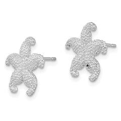 QE15478 De-Ani Sterling Silver Rhodium-Plated Polished Starfish Post Earrings