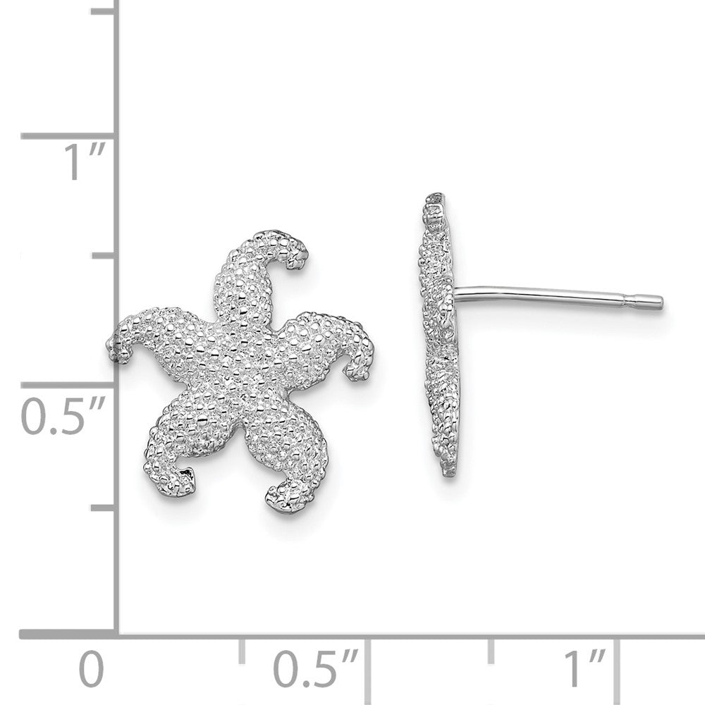 QE15478 De-Ani Sterling Silver Rhodium-Plated Polished Starfish Post Earrings