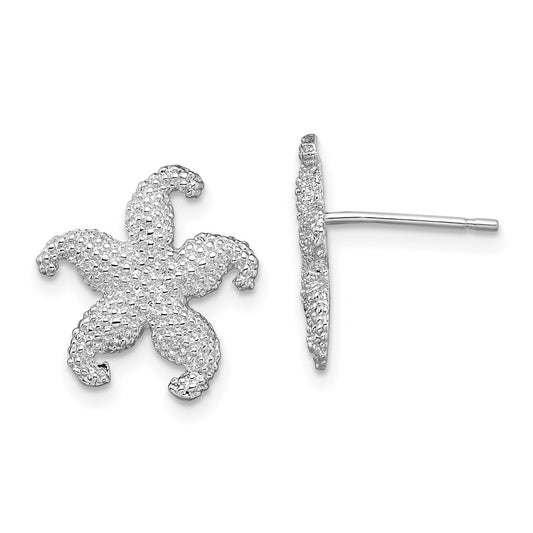 QE15478 De-Ani Sterling Silver Rhodium-Plated Polished Starfish Post Earrings