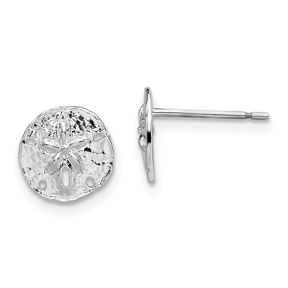 QE15480 De-Ani Sterling Silver Rhodium-Plated Polished Mini Sand Dollar Post Earrings