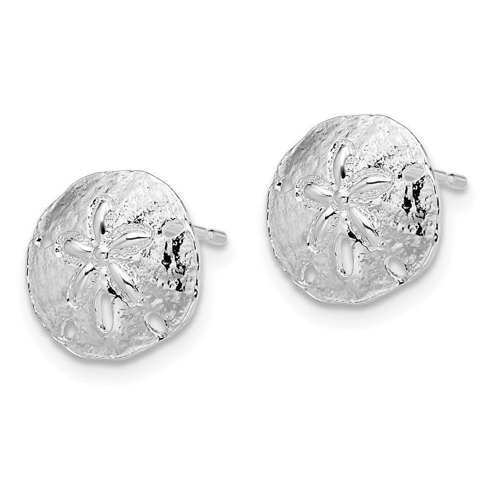 QE15481 De-Ani Sterling Silver Rhodium-Plated Polished Sand Dollar Post Earrings