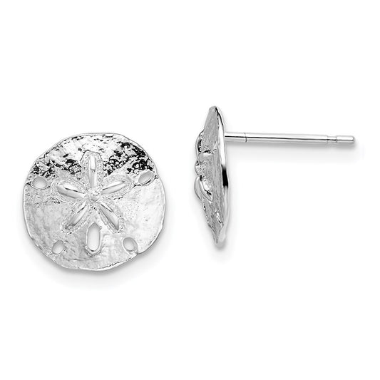 QE15481 De-Ani Sterling Silver Rhodium-Plated Polished Sand Dollar Post Earrings