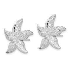 QE15483 De-Ani Sterling Silver Rhodium-Plated Polished Starfish Post Earrings