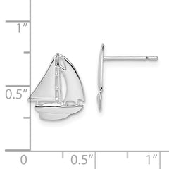 QE15489 De-Ani Sterling Silver Rhodium-Plated Polished Small Sailboat Post Earrings