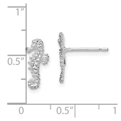 QE15493 De-Ani Sterling Silver Rhodium-Plated Polished Mini Seahorse Post Earrings
