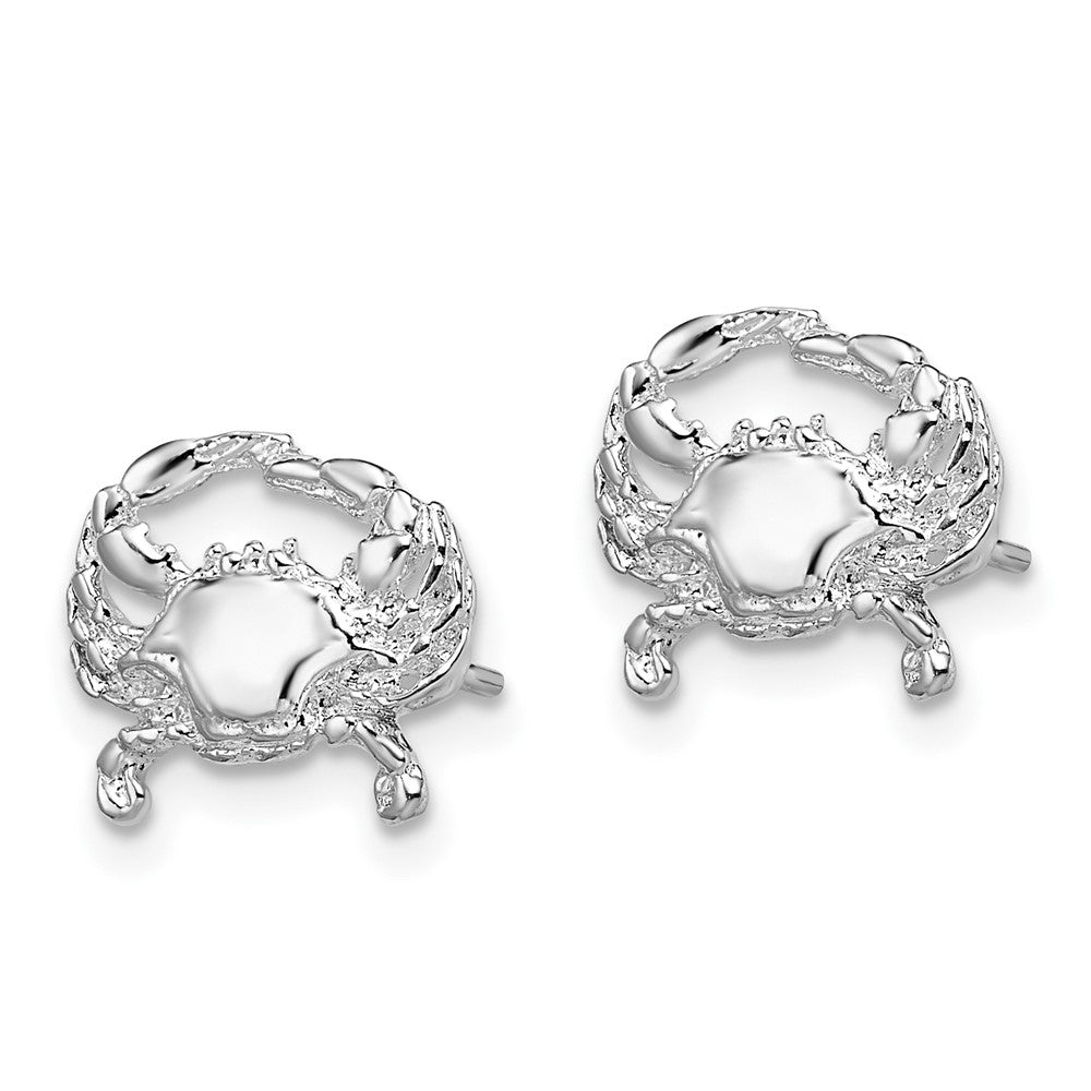 QE15497 De-Ani Sterling Silver Rhodium-Plated Polished Small Blue Crab Post Earrings