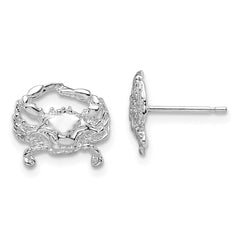 QE15497 De-Ani Sterling Silver Rhodium-Plated Polished Small Blue Crab Post Earrings