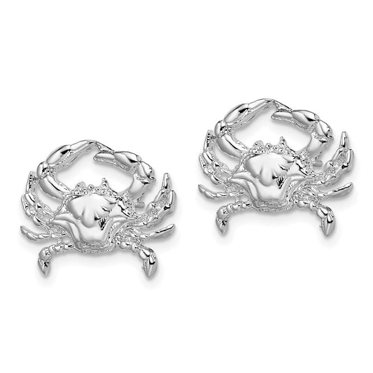 QE15498 De-Ani Sterling Silver Rhodium-Plated Polished Blue Crab Post Earrings