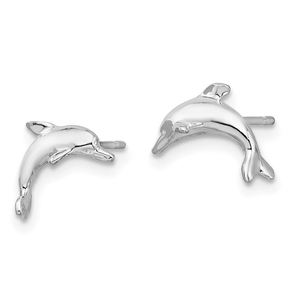 QE15500 De-Ani Sterling Silver Rhodium-Plated Polished Dolphin Post Earrings