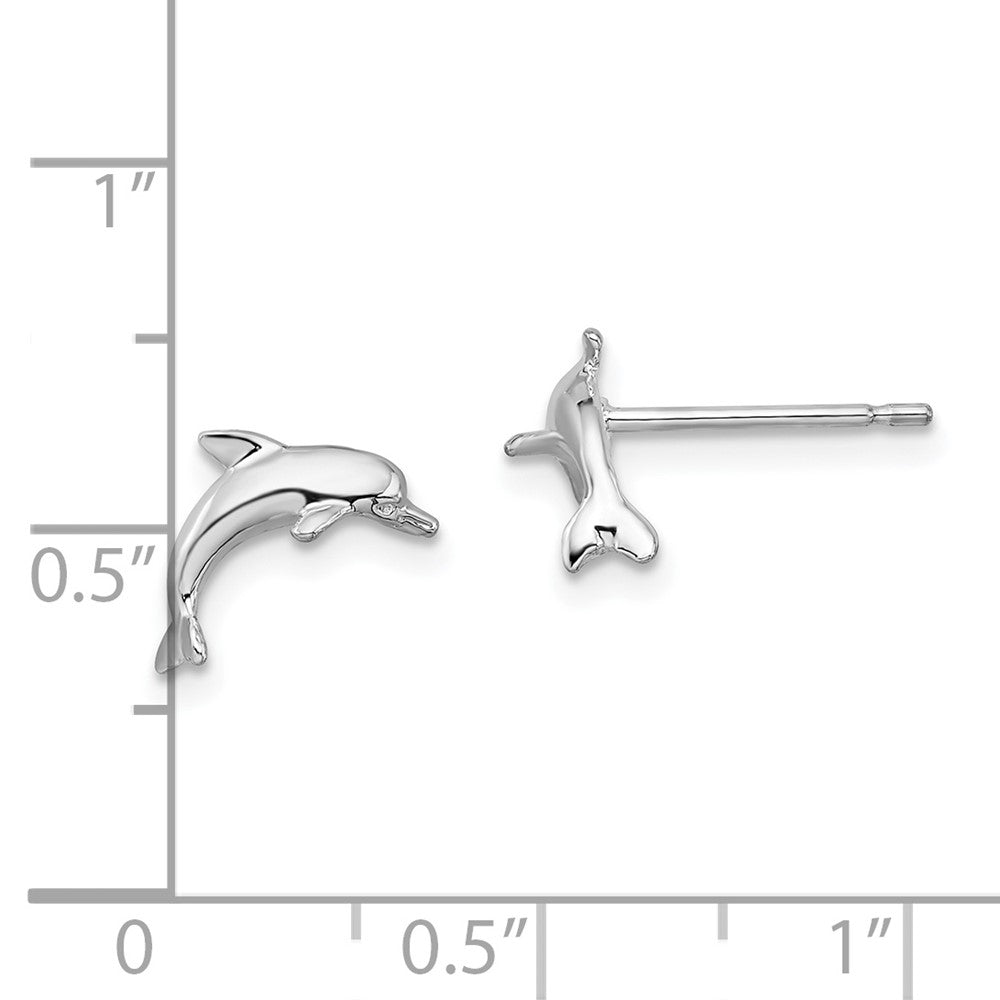 QE15500 De-Ani Sterling Silver Rhodium-Plated Polished Dolphin Post Earrings
