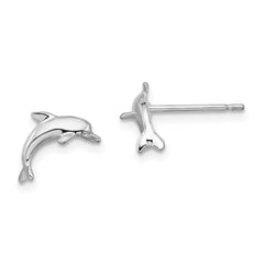 QE15500 De-Ani Sterling Silver Rhodium-Plated Polished Dolphin Post Earrings