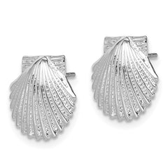 QE15501 De-Ani Sterling Silver Rhodium-Plated Polished Scallop Shell Post Earrings