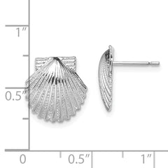 QE15501 De-Ani Sterling Silver Rhodium-Plated Polished Scallop Shell Post Earrings