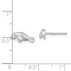 QE15505 De-Ani Sterling Silver Rhodium-Plated Polished Mini Manatee Post Earrings