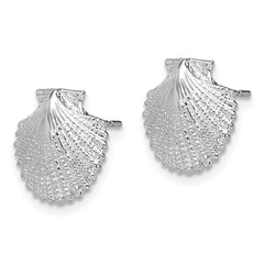 QE15510 De-Ani Sterling Silver Rhodium-Plated Polished Scallop Shell Post Earrings