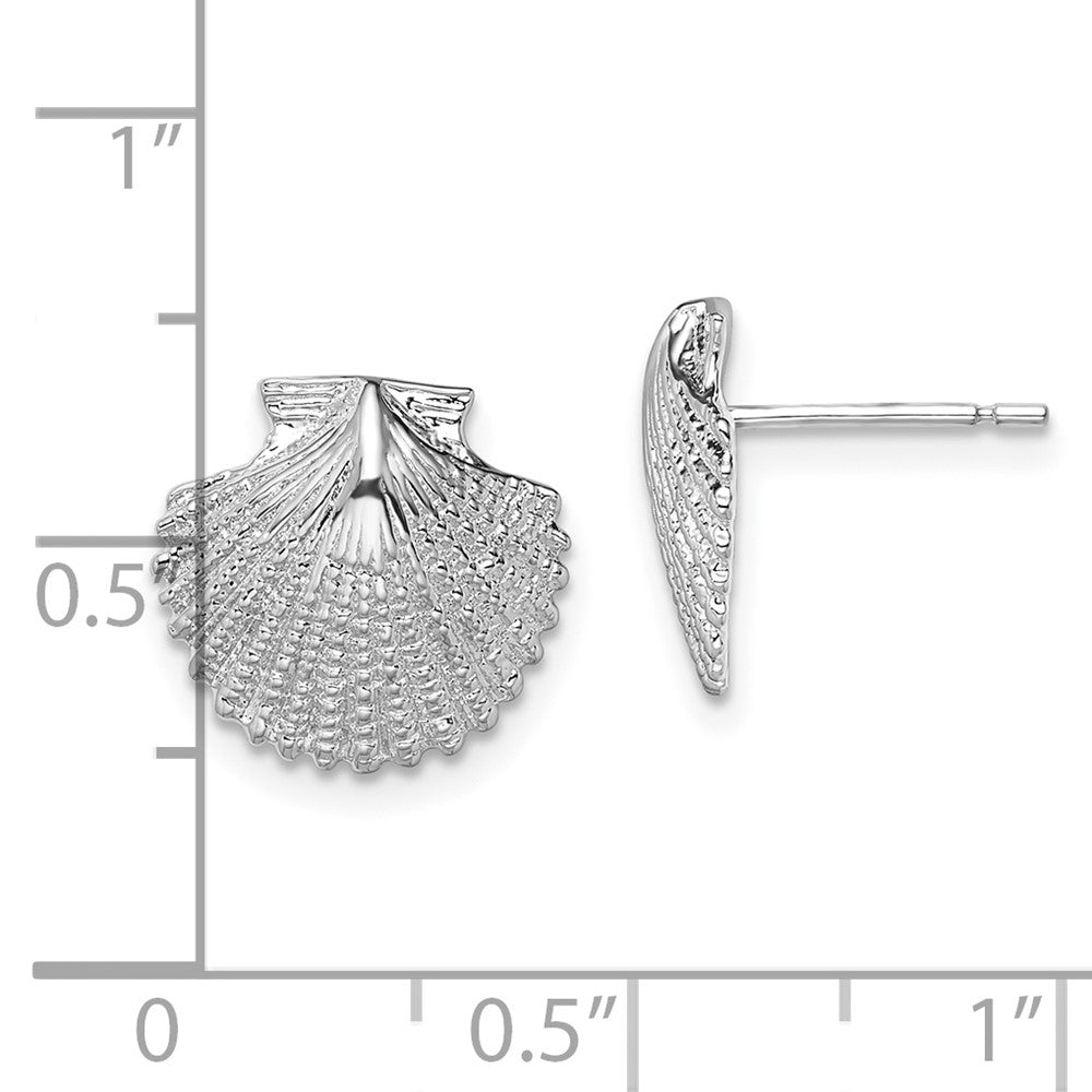 QE15510 De-Ani Sterling Silver Rhodium-Plated Polished Scallop Shell Post Earrings