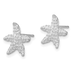 QE15515 De-Ani Sterling Silver Rhodium-Plated Polished Starfish Post Earrings