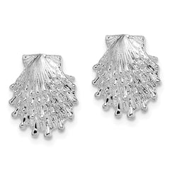 QE15516 De-Ani Sterling Silver Rhodium-Plated Polished Lions Paw Shell Post Earrings