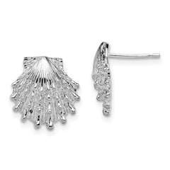 QE15516 De-Ani Sterling Silver Rhodium-Plated Polished Lions Paw Shell Post Earrings
