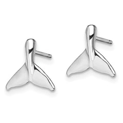 QE15518 De-Ani Sterling Silver Rhodium-Plated Polished Mini Whale Tail Post Earrings