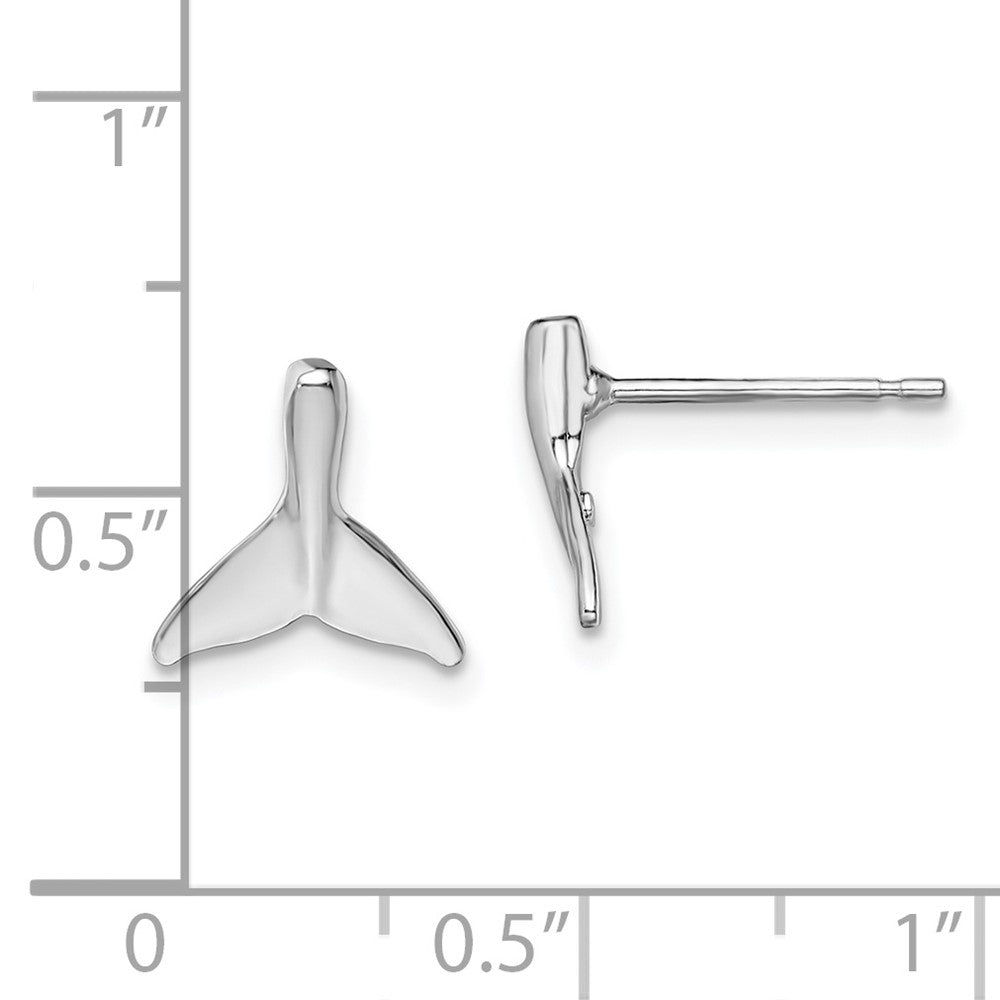 QE15518 De-Ani Sterling Silver Rhodium-Plated Polished Mini Whale Tail Post Earrings