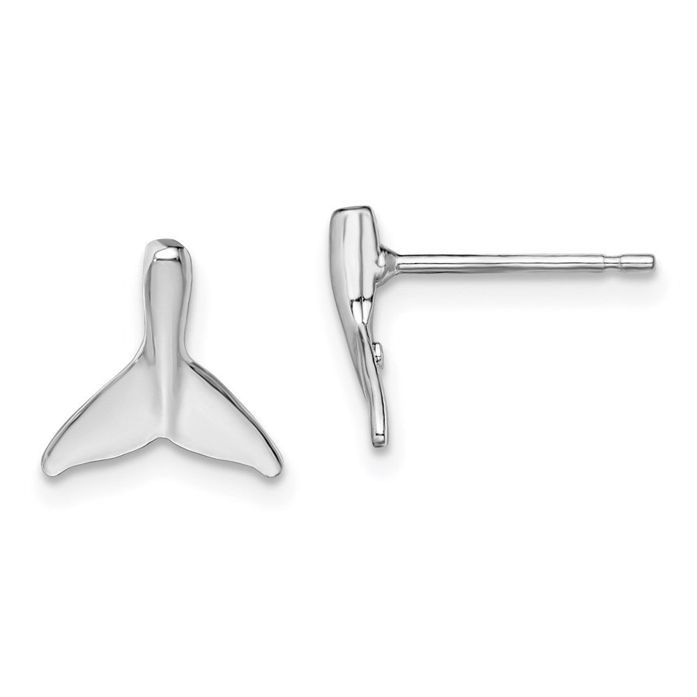 QE15518 De-Ani Sterling Silver Rhodium-Plated Polished Mini Whale Tail Post Earrings