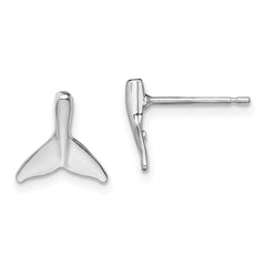 QE15518 De-Ani Sterling Silver Rhodium-Plated Polished Mini Whale Tail Post Earrings