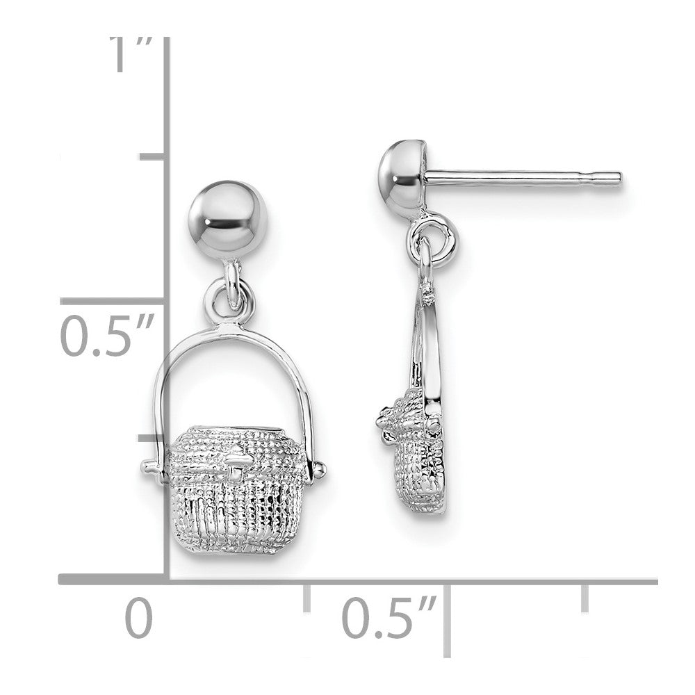 QE15521 De-Ani Sterling Silver Rhodium-Plated Polished Nantucket Basket Post Earrings
