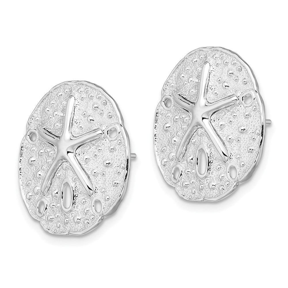 QE15523 De-Ani Sterling Silver Rhodium-Plated Sand Dollar with Starfish Post Earrings