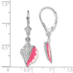 QE15525 De-Ani Sterling Silver Rhodium-Plated Enameled Conch Shell Leverback Earrings