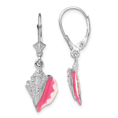 QE15525 De-Ani Sterling Silver Rhodium-Plated Enameled Conch Shell Leverback Earrings
