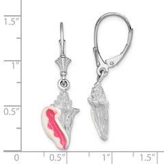 QE15526 De-Ani Sterling Silver Rhodium-Plated Enameled Small Conch Shell Leverback Earrings